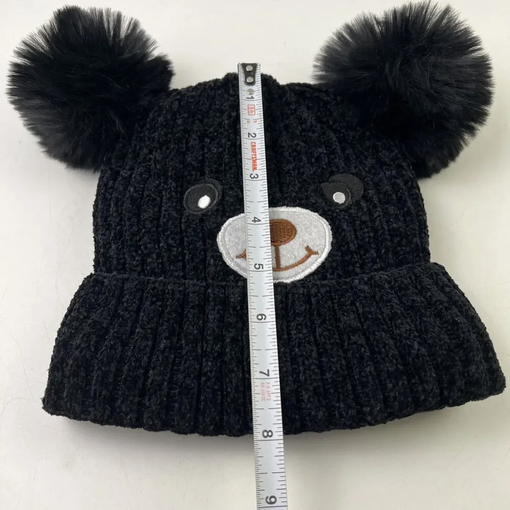 Black Bear Stretch Beanie Hat Insulated and Has Soft Fluffy Ears